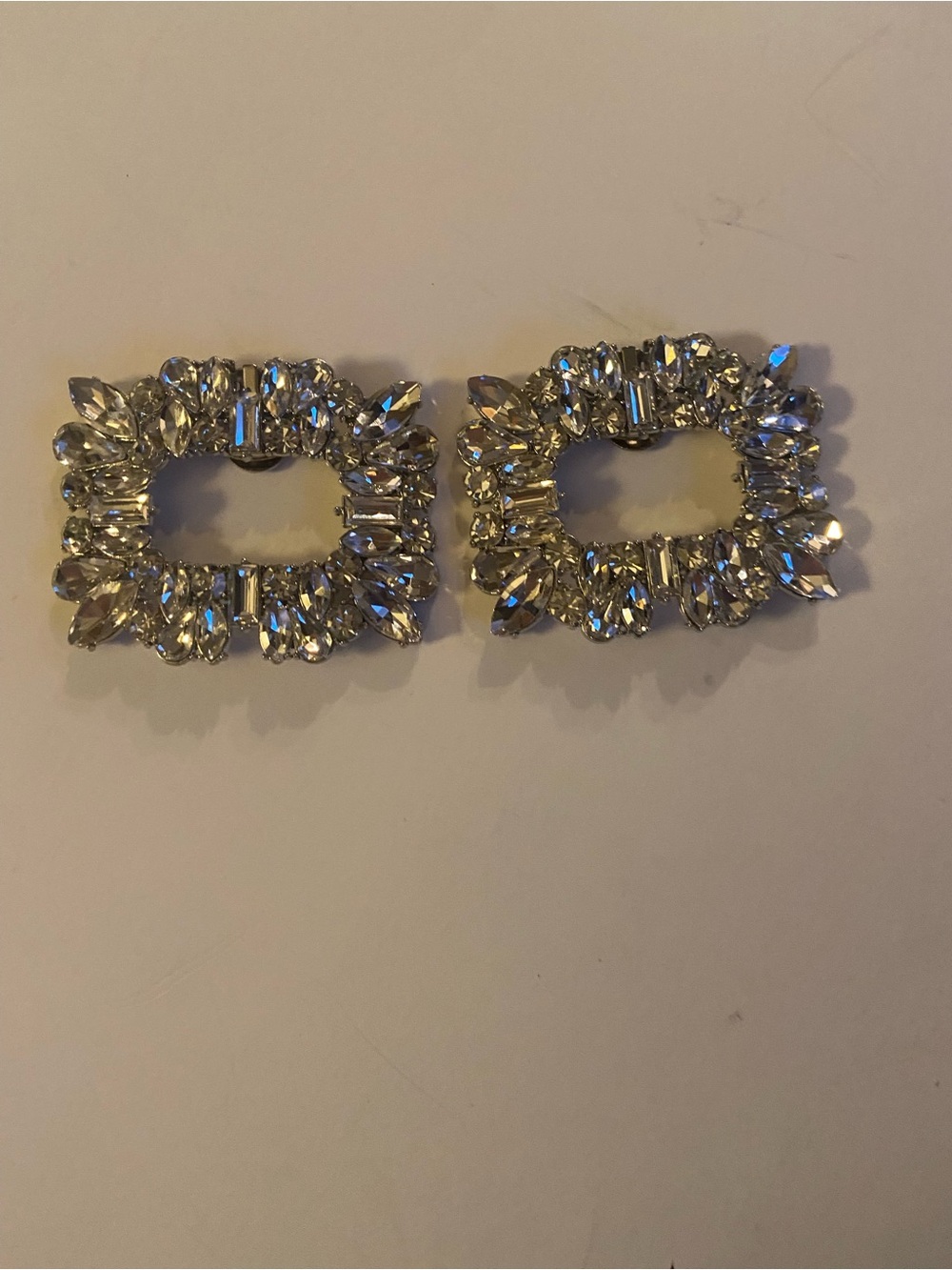 Crystal Rectangle Shoe Clips Set - Clear Sparkle. Bedazzle your shoes!